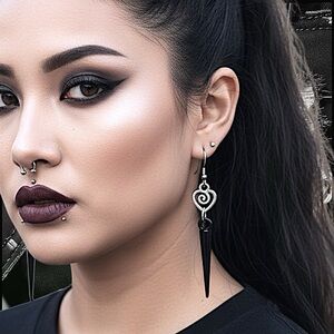 5 For $25💫Alternative Black Spike Dangles With a Silver Heart Accent